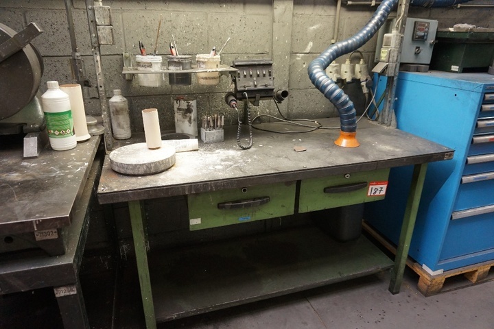 Bench with (2) x Gesswein Powerhand Deburing Tools