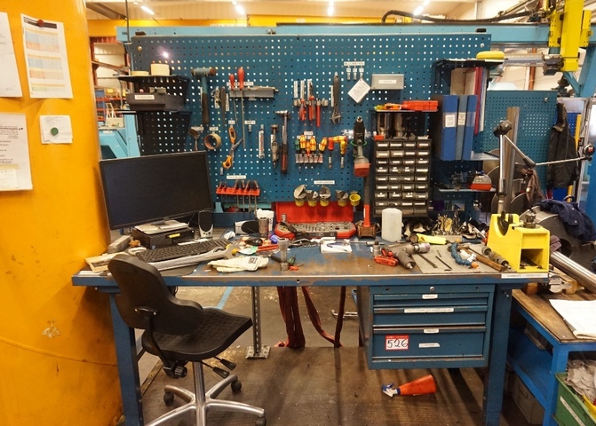 Bench with 3 Drawer Cabinet, Boring Heads, Hand Tools, Carbide Tips, Tool Holder for Kapto Tooling