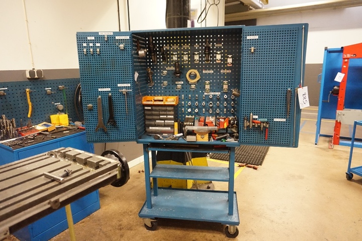 Mobile Trolley/Cabinet with Collets, Drills, Carbide Tips, 40 International Tooling