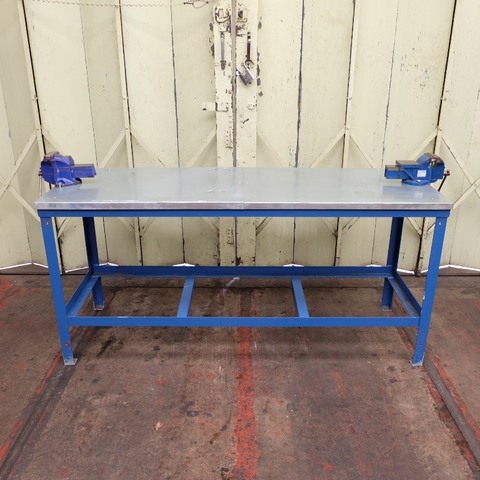 Steel Workbench with Galvanised Top and Bench Vices