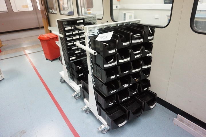 (2) Mobile Storage Bin Racks
