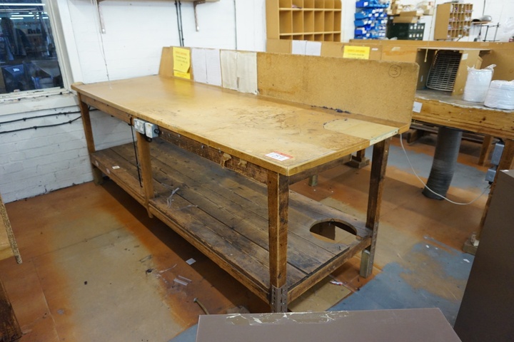 Qty of Various Wooden Tables and Benches throughout the Factory Floor