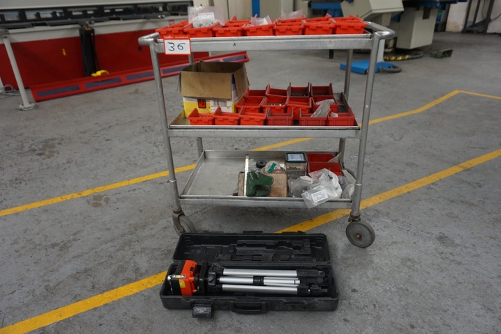 Mobile Trolley, Qty of Various Different Welding Studs, Rotary Laser Level