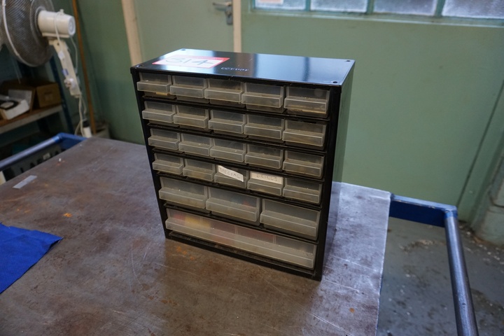 24 Drawer Storage Cabinet with Qty of Drills