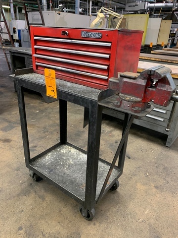 Steel Rolling Cart w/ Westward Tool Box and 5.5" Wilton Bench Vice
