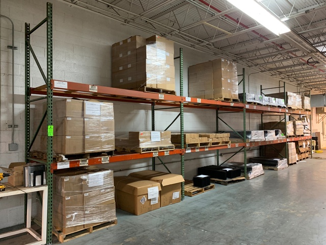 Lot of (4) Sections of 12'T x 10'W x 42" D Pallet Racking