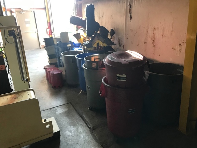 Lot of Trash Cans and Janitorial Supplies