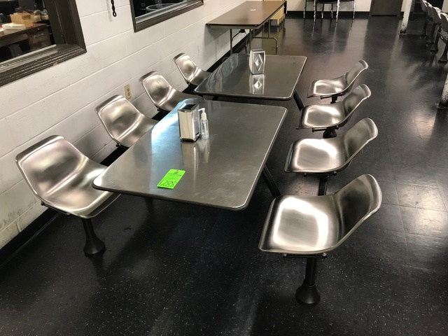 Lot of (2) SS Break Room Tables and Chairs