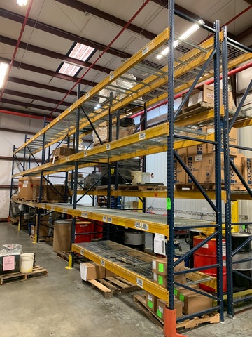 Lot of (4) Sections of Pallet Racking, 16'T x 12'W x 42"D Sections