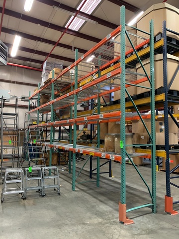 Lot of (4) Sections of Pallet Racking, 16'T x 8'W x 42"D Sections