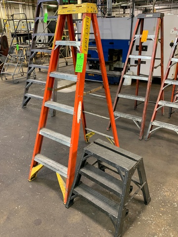 Werner 6' Fiberglass Step Ladder w/ 3-Step Aluminum Ladder