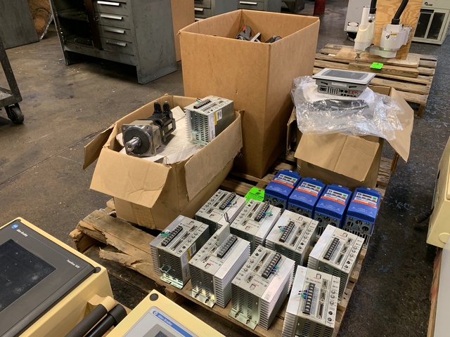 Lot Comprising Assorted Servo Drives, DC Motor Controls, AC Inverters, Transformers  and Allen Bradley MP Series Inverter Duty Servo Motor