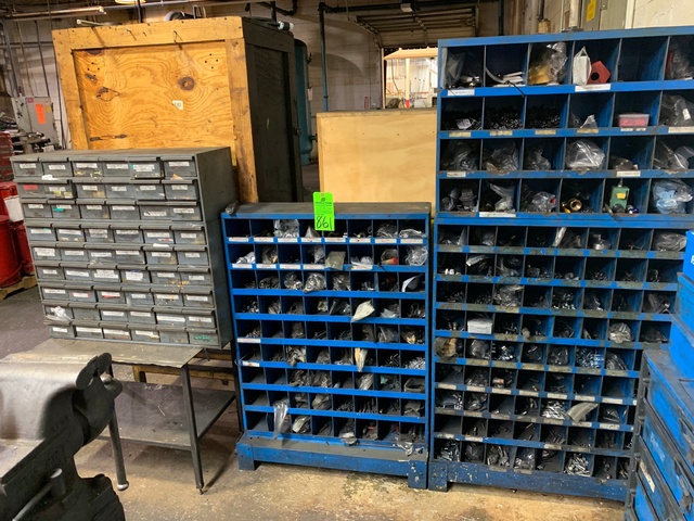 Lot of Hardware Organizers w/ Assorted Fasteners, Air Fittings