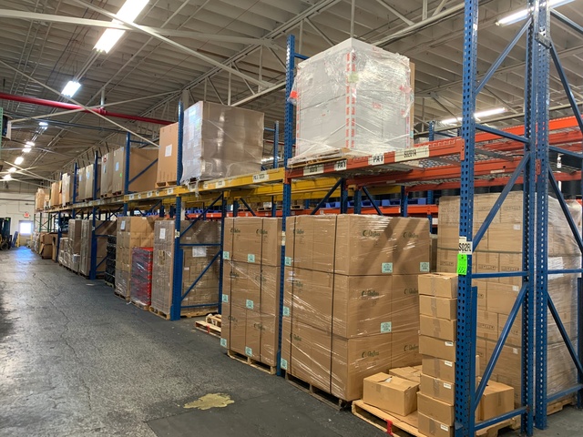 (9) Sections of 14' T Pallet Racking w/ (8) Sections 12'W and (1) Sections 8' W x 42" Deep