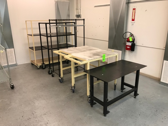 Lot of (6) Rolling Racks and Tables