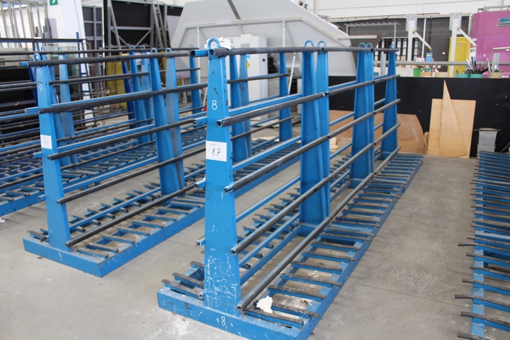 (6) x Double Sided Static Glass Storage Racks with Contents