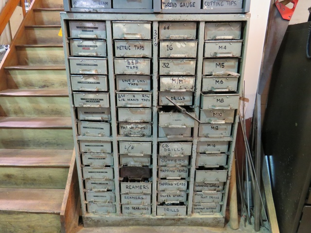 Storage Rack with Reamers, Metric Taps, Drills