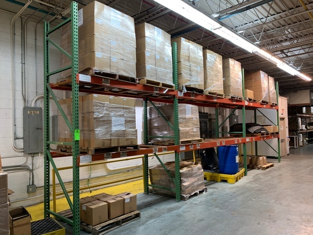 Lot of (2) Sections of 12'T x 12'W x 42" D and (1) 12'T x 8'W x 42"D Pallet Racking