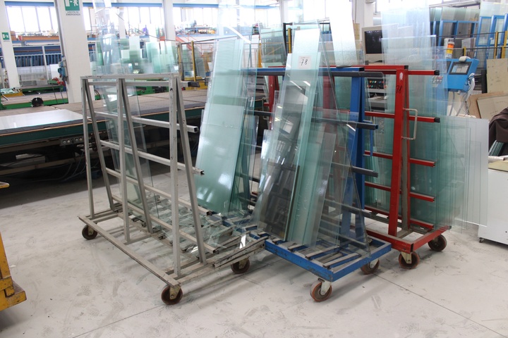 (6) x 1500 x 1800mm Steel Single Sided Portable Glass Transporters with Contents of Glass