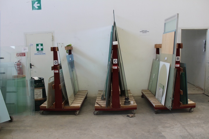(3) x 1500 x 1100mm Steel Double Sided Portable Glass Transporters with Contents of Glass