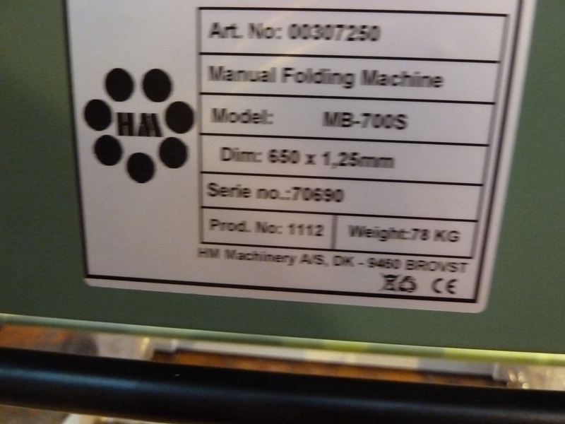 Unused HM MB700S, 650 mm x 1.5 mm, Hand Operated Box and Pan Folding Machine