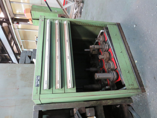 Cupboard with Qty Long Series Drills, Taps, BT50 & CAT50 Tooling