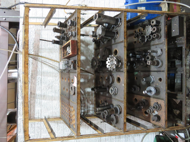 Rack with Qty of Mixed Tooling, BT50, BT40, CAT50 with Collets