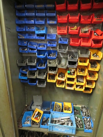 Cupboard with Qty of Drills, Cutters and Wickman Tooling