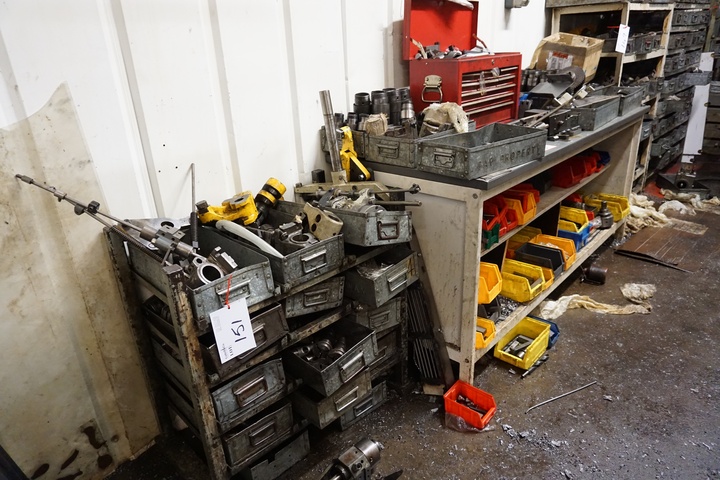 Metal Bench and Rack with Large Qty of Wickman Tooling