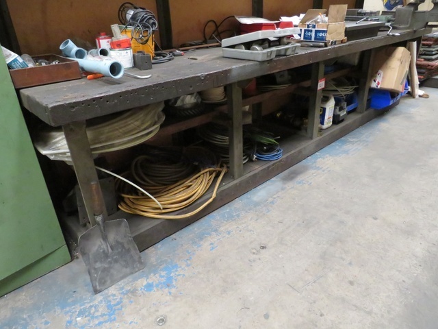 Wooden Bench with Taps, Drills, Riveter, Airlines and Vice