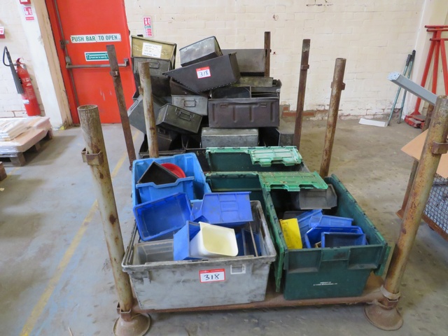 Large Qty of Tote Tins and Plastic Boxes