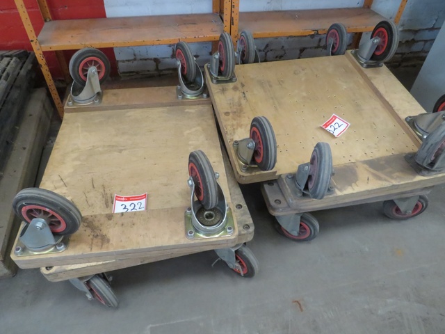 (4) Mobile Wood Trolleys 800mm x 600mm
