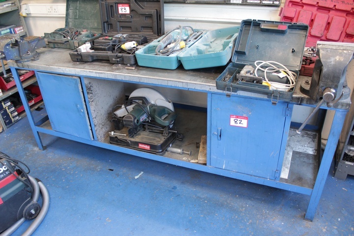 Steel Work Bench Fitted with (2) Vices