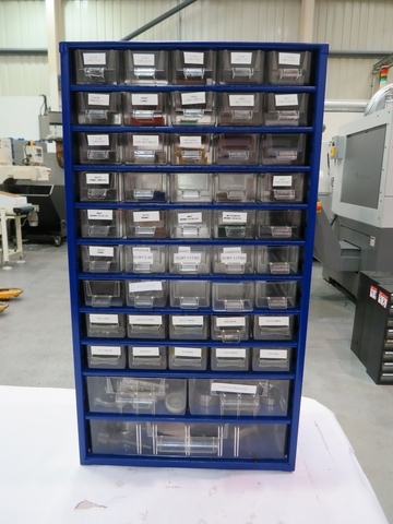 Storage Rack with Qty Carbide Tips, Merlin Wheels & Dies