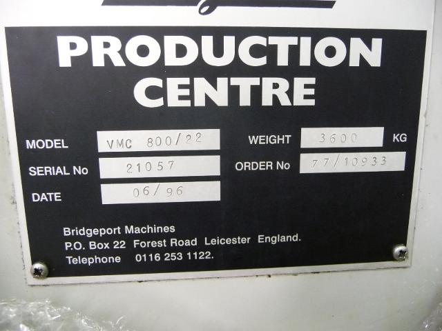 Bridgeport VMC800/22 Vertical Machining Centre