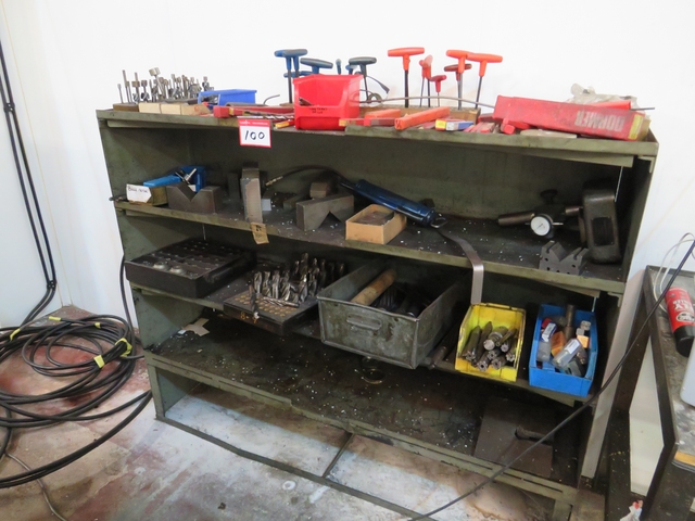 Cabinet with Qty of Reamers, Cutters, V Block and Drills