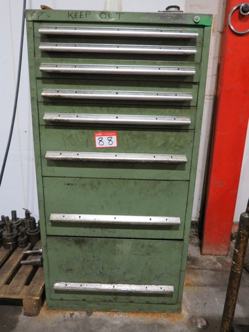 8 Drawer Cabinet with Qty of Tips, Carbide Tip Holder, Silver Steel Drills