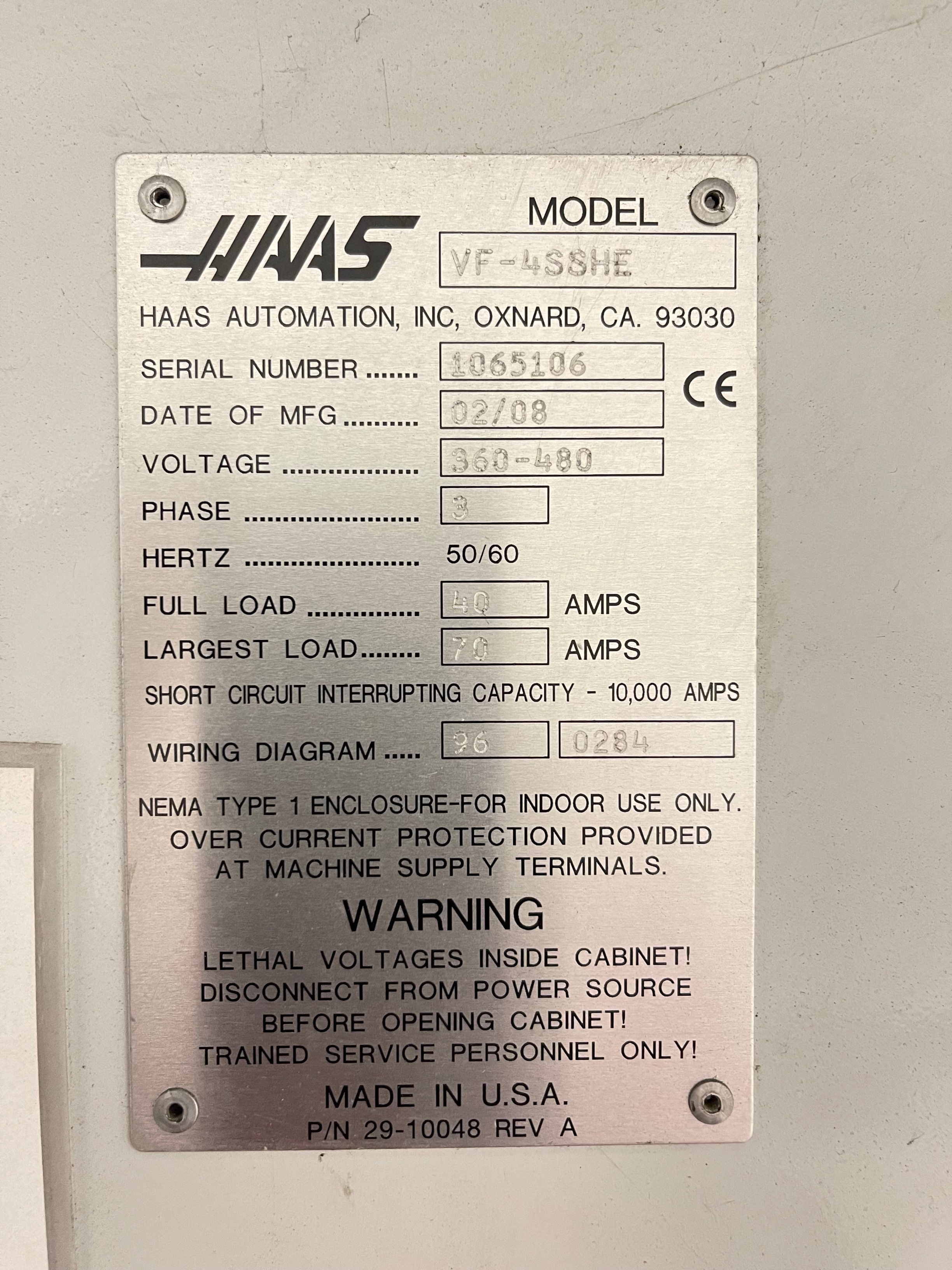Haas VF-4SSHE CNC Vertical Machining Centre
