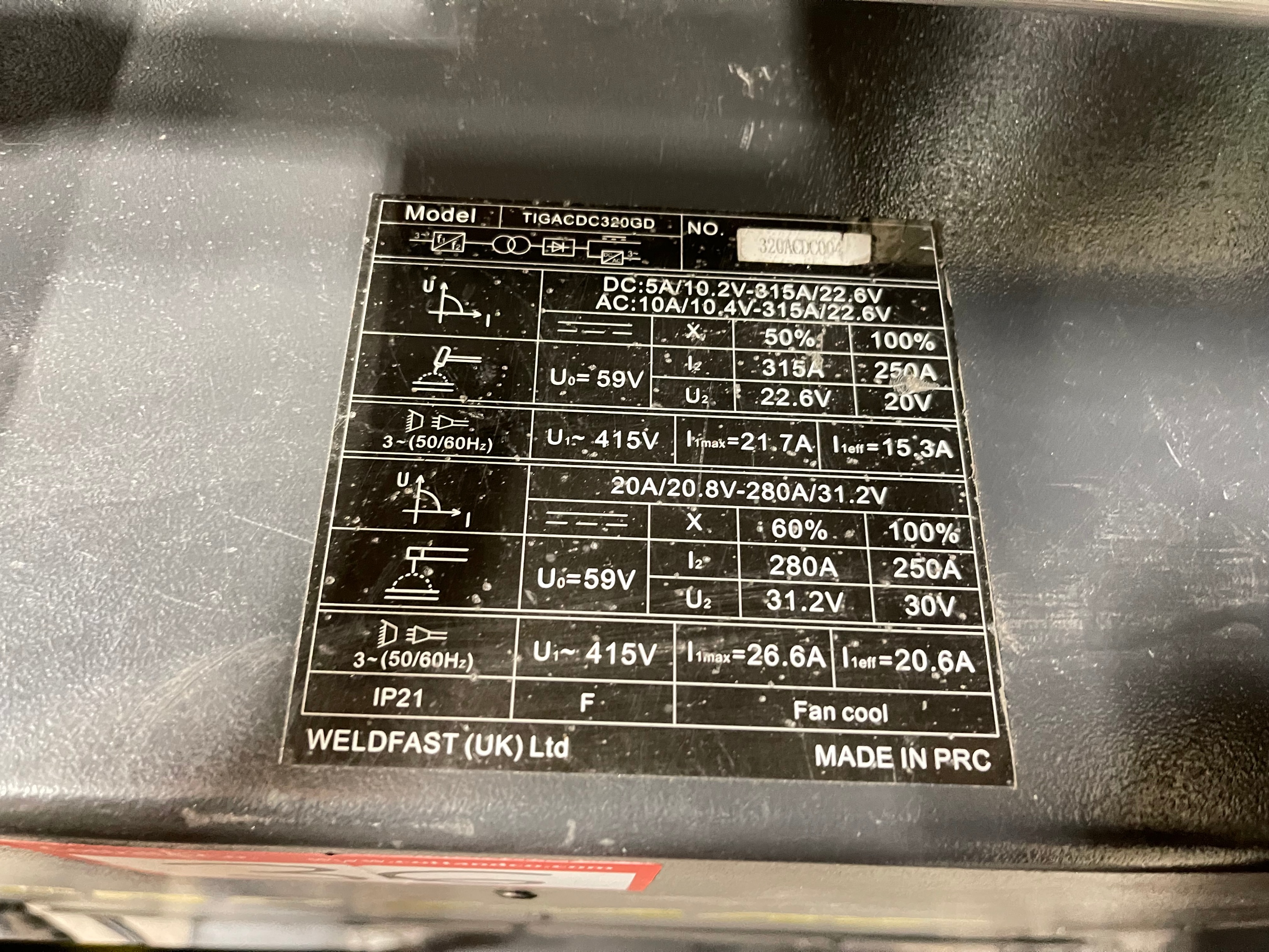 Weldfast Cros-Arc TIGACDC320GD Tig Welder