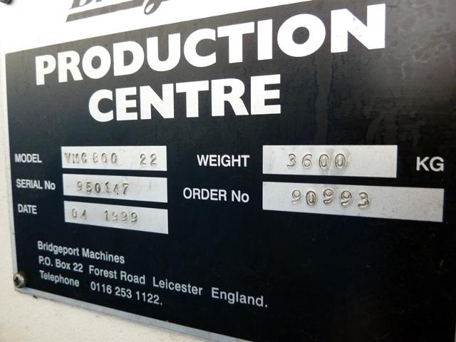 Bridgeport VMC 800 Vertical Machining Centre
