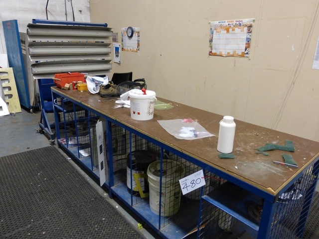 (2) Inspection/ Storage Benches, Mobile Steel Table, Vertical Sheet Rack, Airbench & Light Duty Rack