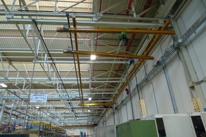 Chain hoists with suspended rail system