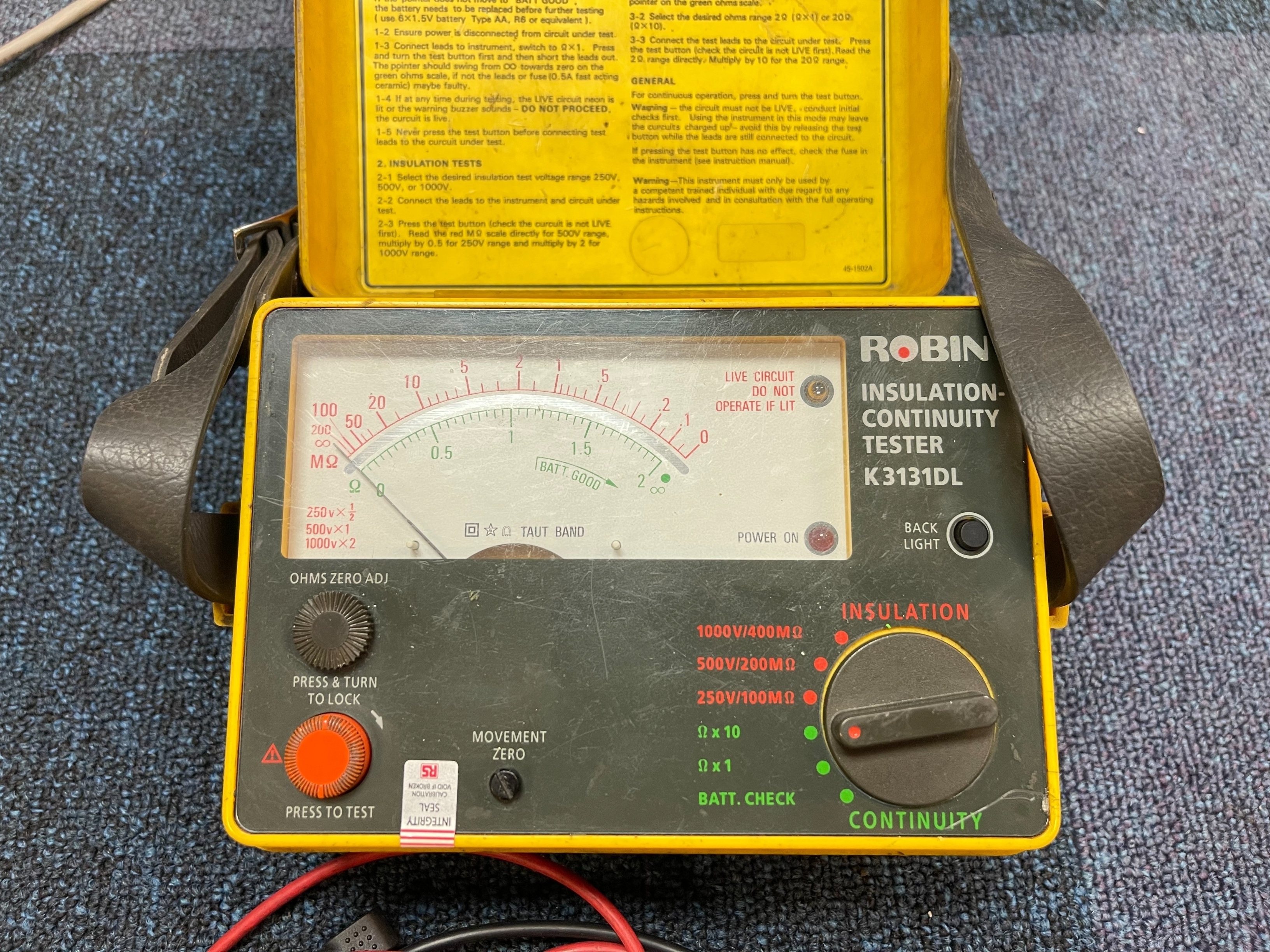 Robin Insulation Continuity Tester, Model K3131DL