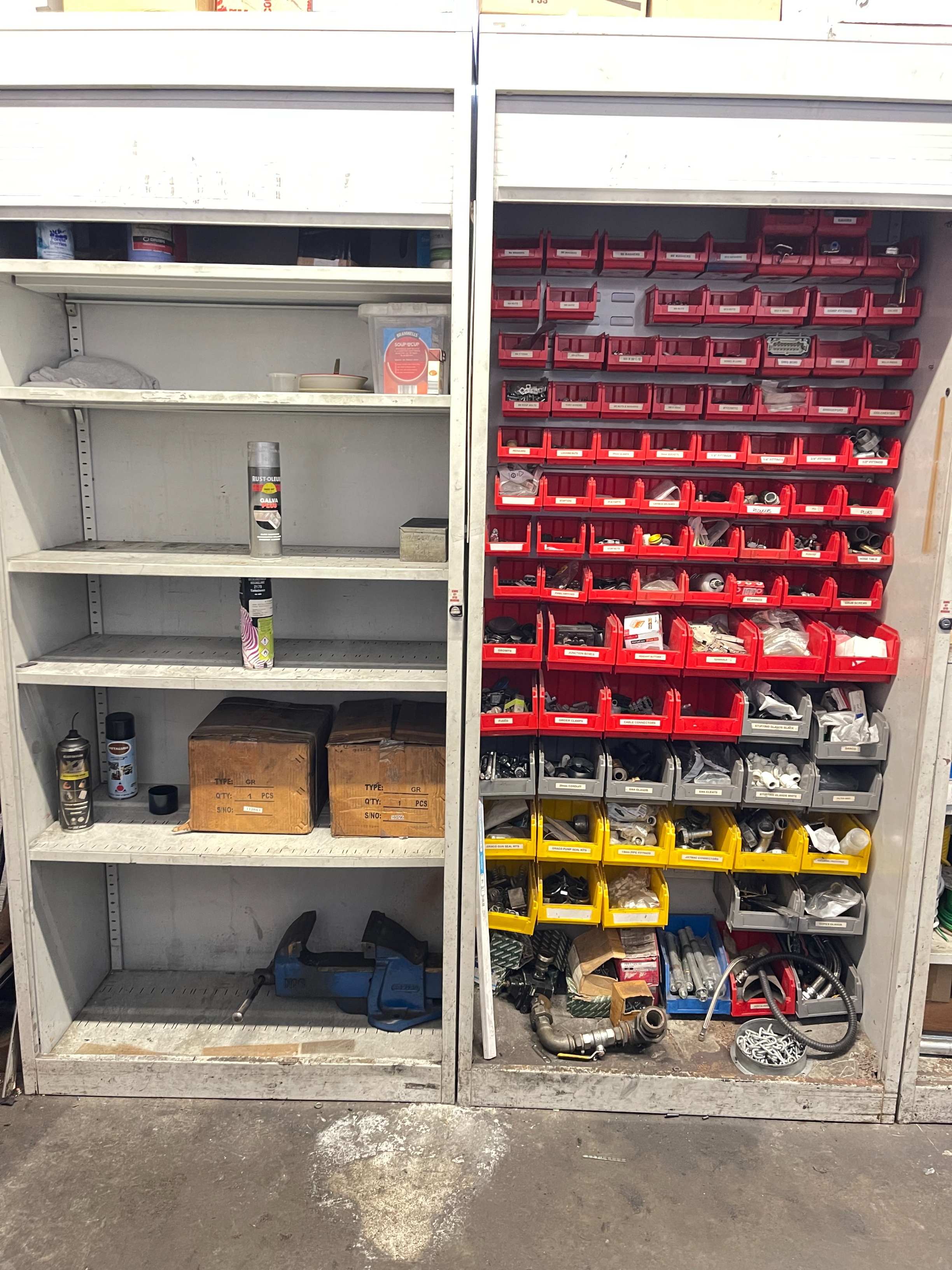 Maintenance Room Cabinets with Various Spares