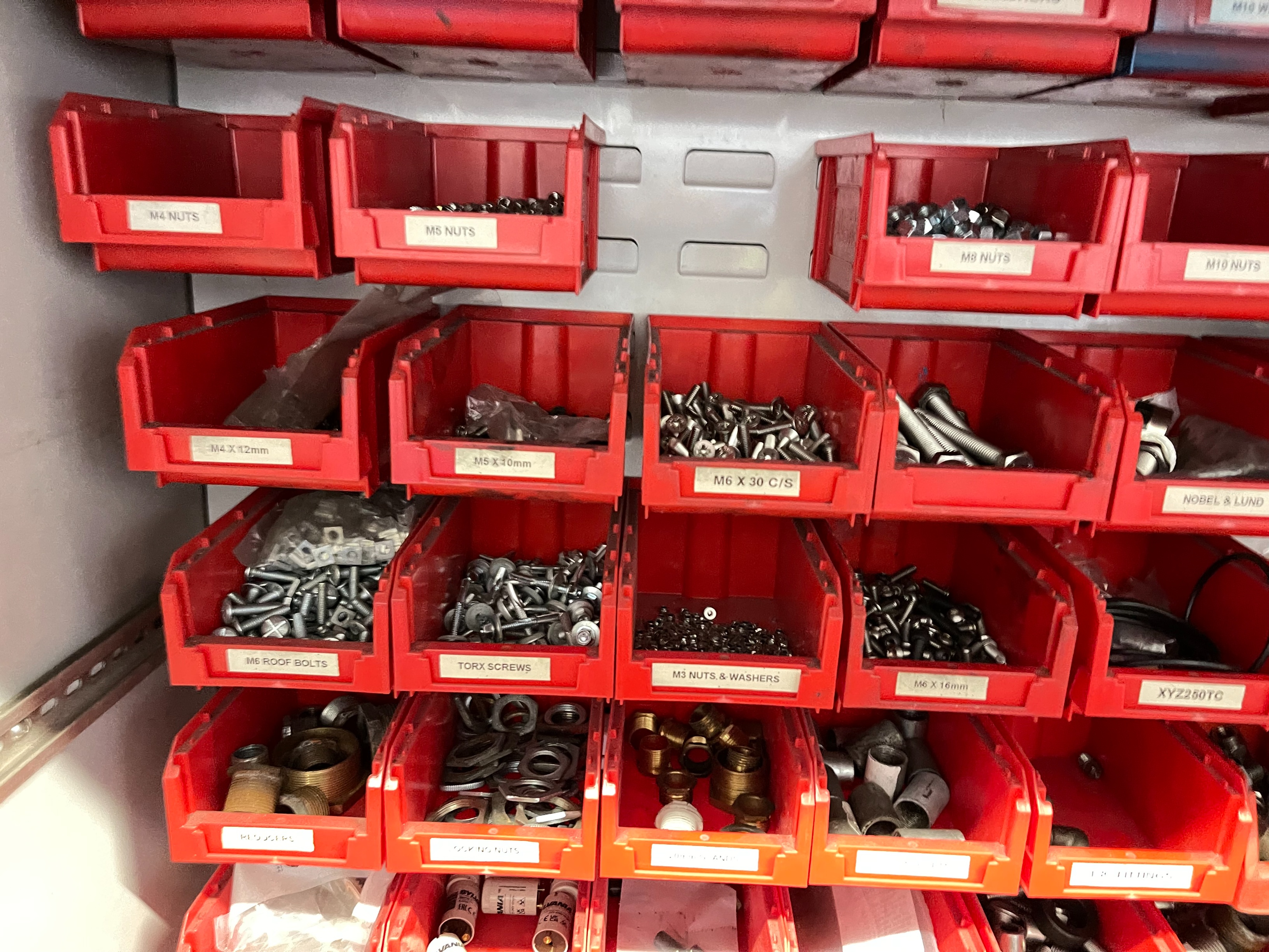 Maintenance Room Cabinets with Various Spares