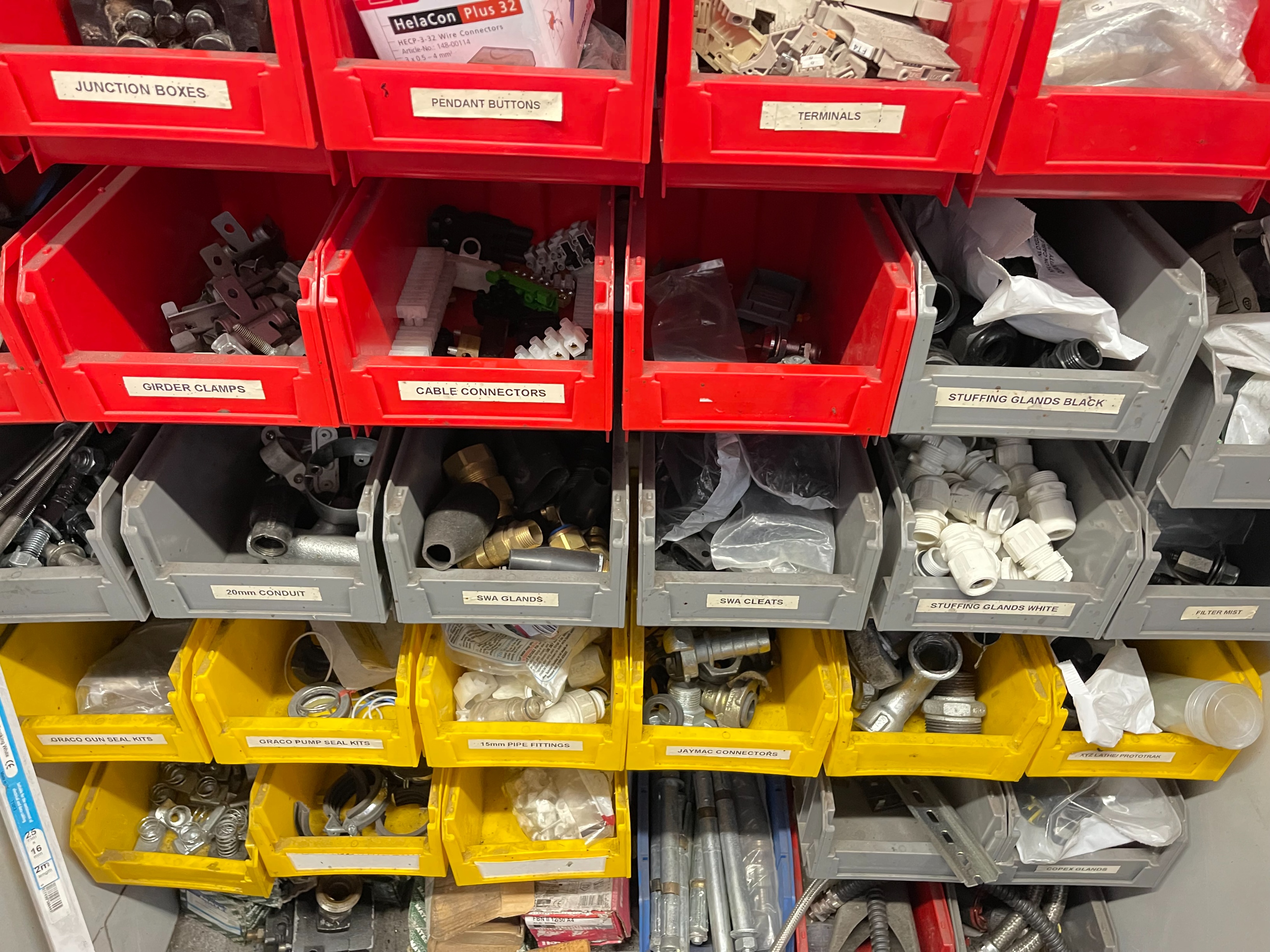 Maintenance Room Cabinets with Various Spares
