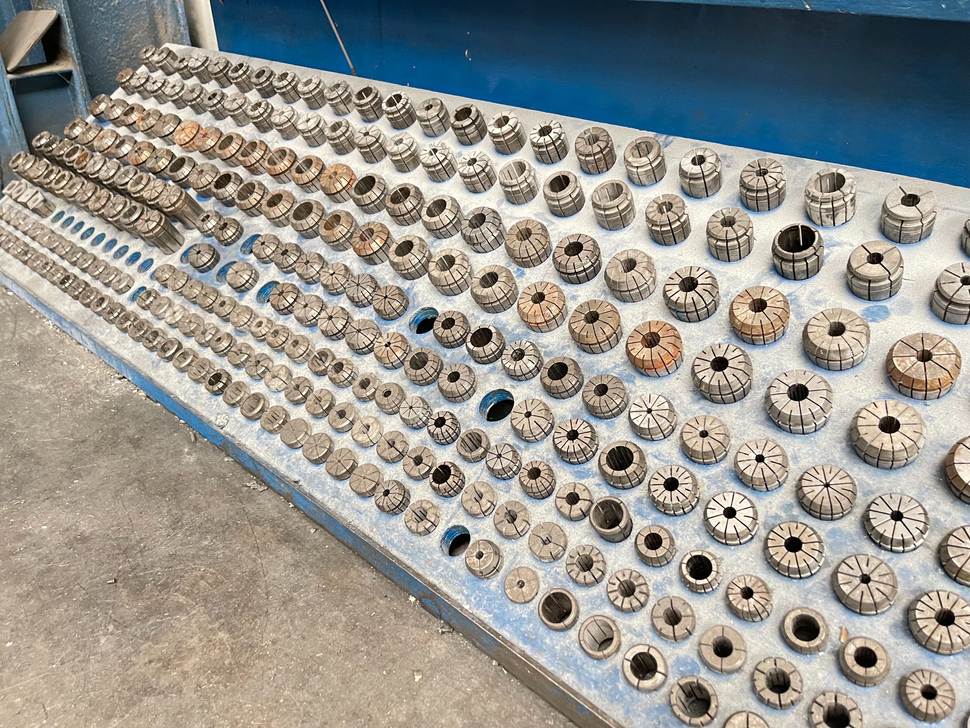 Work Bench with Qty of Collets and BT50 Tool Setter