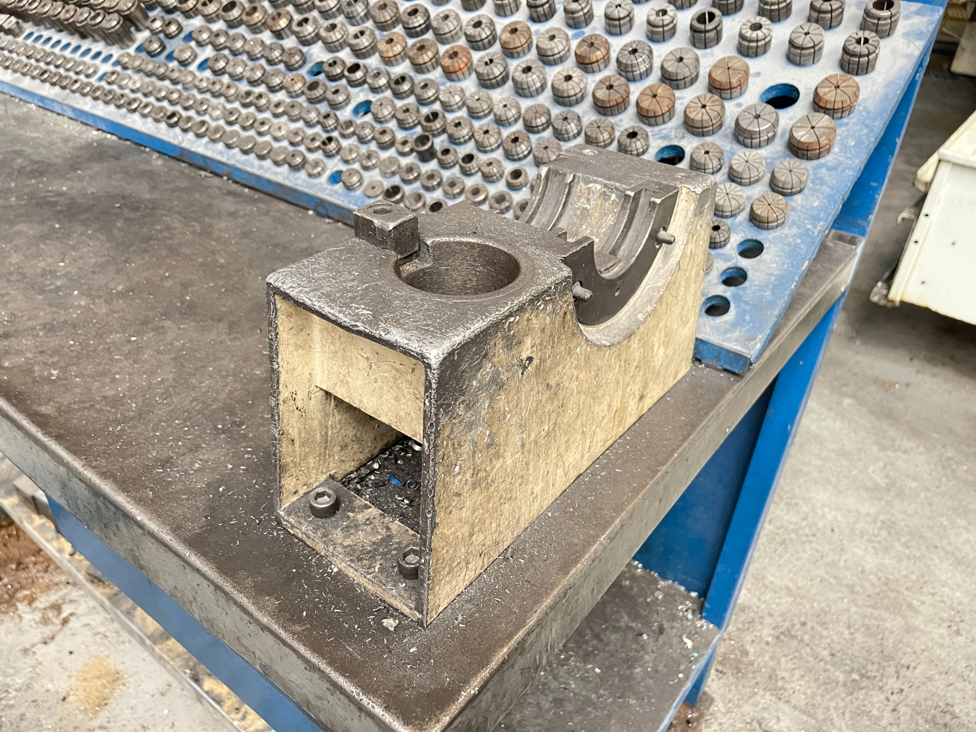 Work Bench with Qty of Collets and BT50 Tool Setter