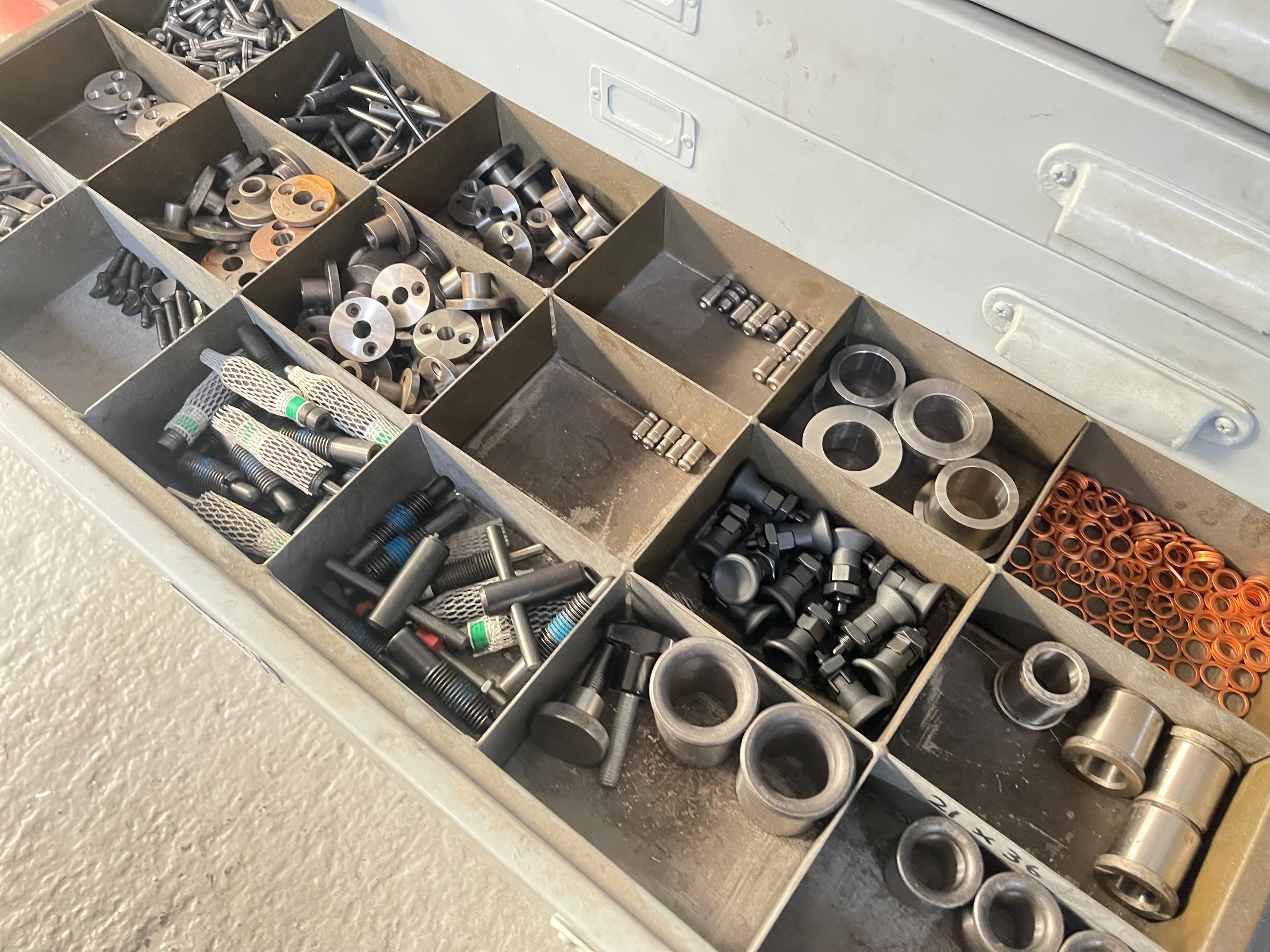 10 Drawer Mobile Cabinet with Qty of Dowels, Split Pins, Air Fittings, Cotter Pins, Springs and Bolts