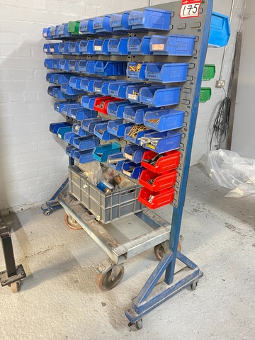 Molbile Trolley with Qty of Various Size Bolts, Nuts, Washers, Nails, Rivets